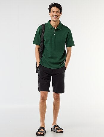 Polo em piqué de algodão com mangas curtas