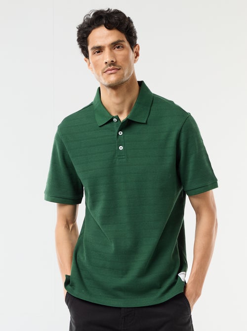 Polo em piqué de algodão com mangas curtas - Kiabi