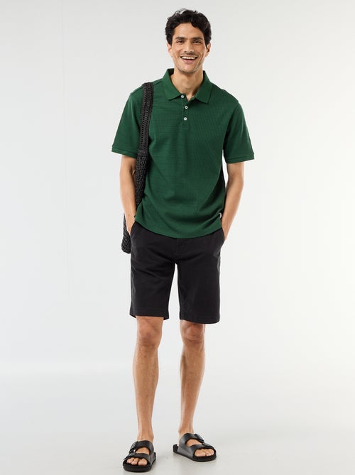 Polo em piqué de algodão com mangas curtas - Kiabi