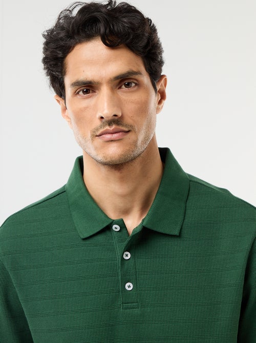 Polo em piqué de algodão com mangas curtas - Kiabi