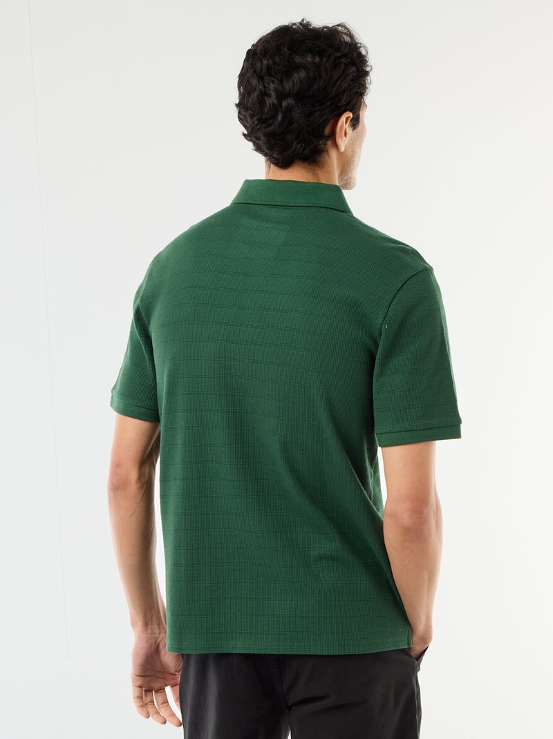 Polo em piqué de algodão com mangas curtas Verde - Kiabi