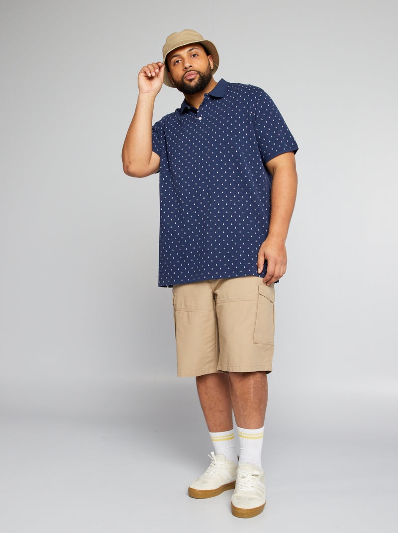 Polo em piqué de algodão com motivo AZUL - Kiabi