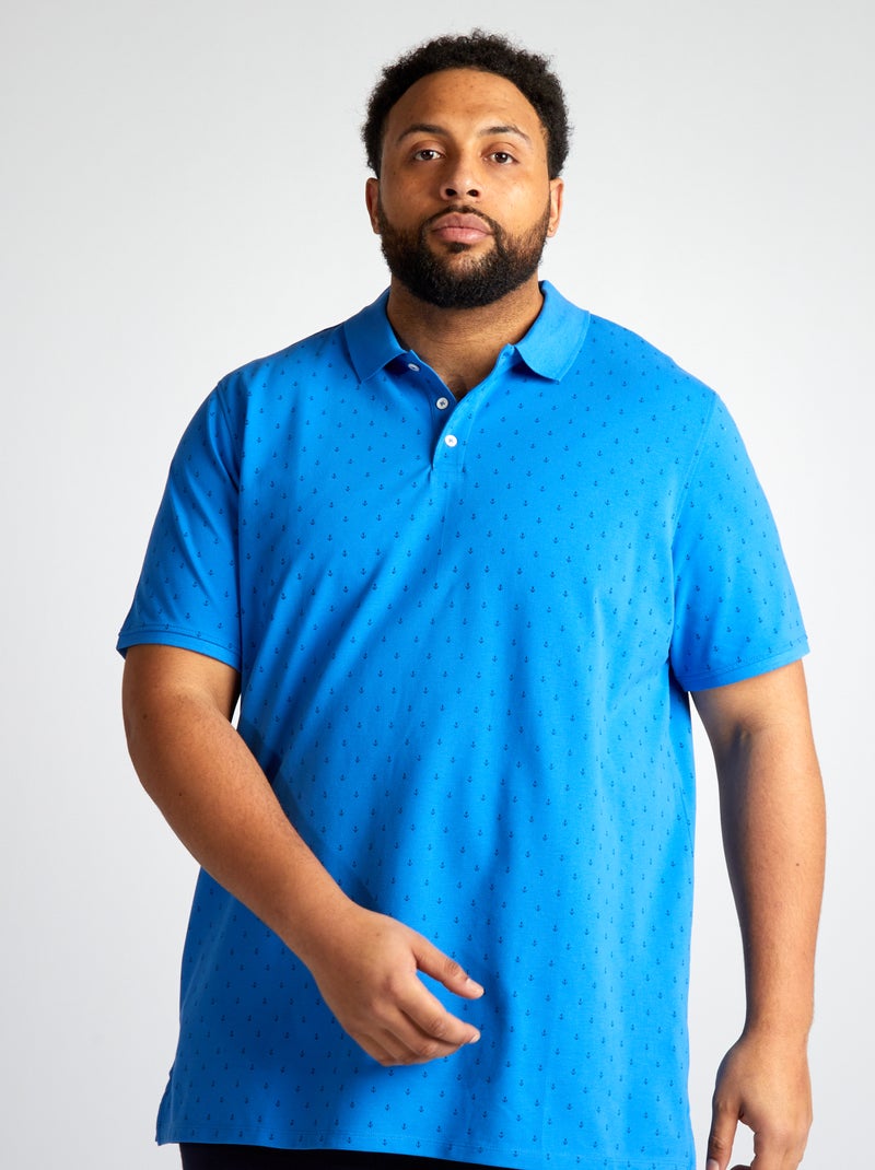 Polo em piqué de algodão com motivo AZUL - Kiabi