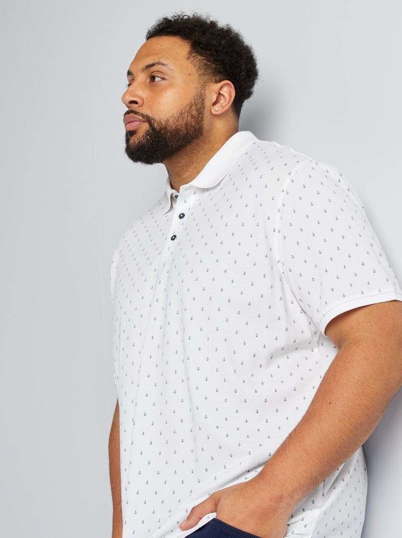 Polo em piqué de algodão com motivo BRANCO - Kiabi