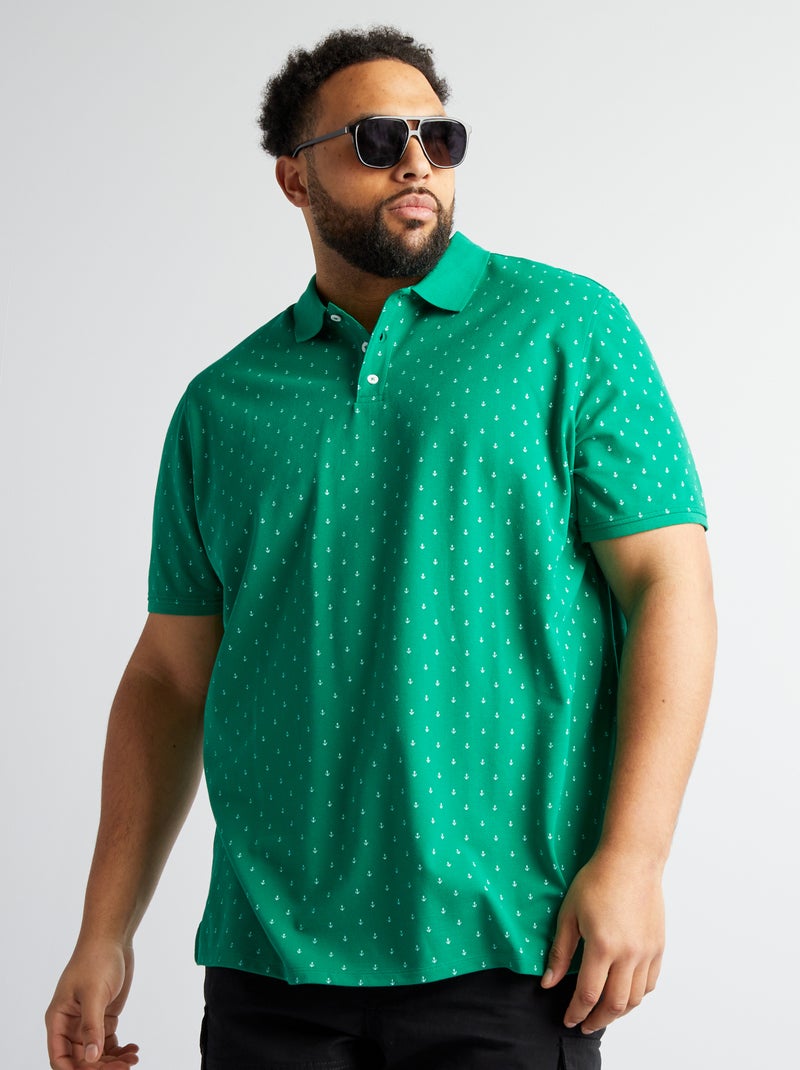 Polo em piqué de algodão com motivo VERDE - Kiabi