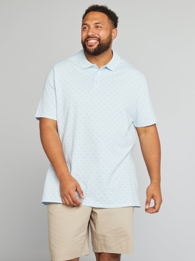 Polo em piqué de algodão com padrão AZUL - Kiabi