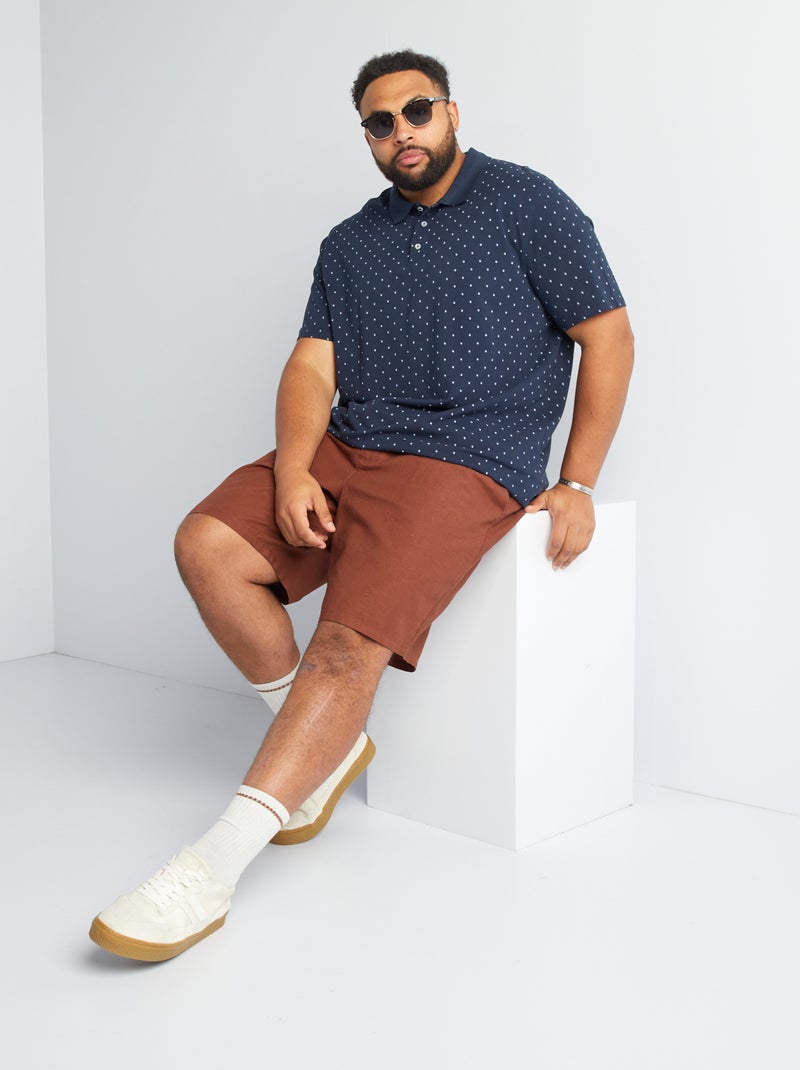 Polo em piqué de algodão com padrão AZUL - Kiabi