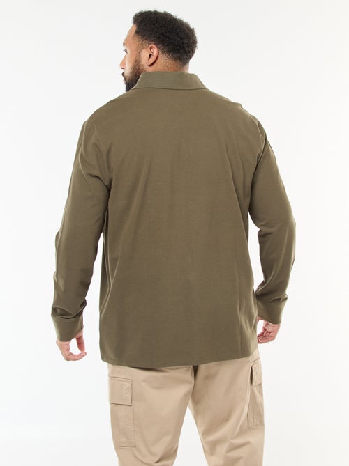 Polo em piqué de algodão de manga comprida - Kiabi