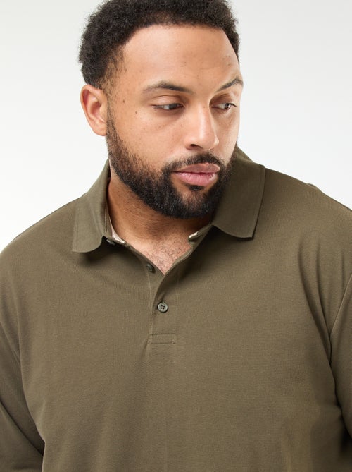 Polo em piqué de algodão de manga comprida - Kiabi