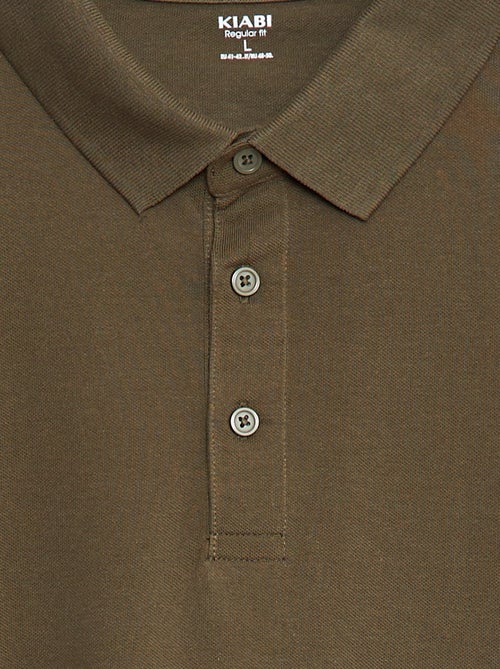 Polo em piqué de algodão de manga comprida - Kiabi