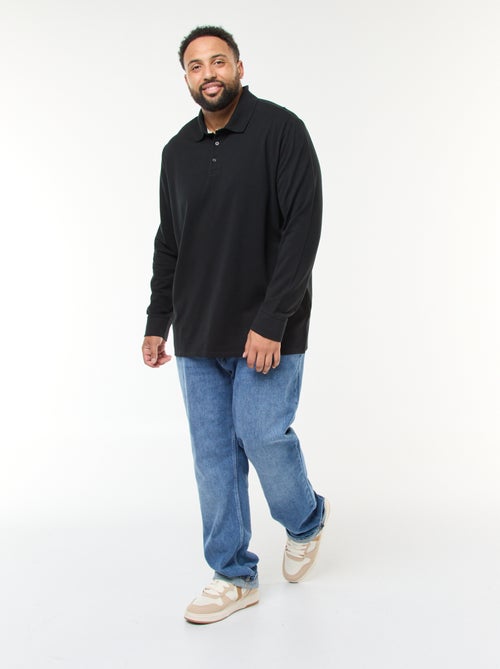 Polo em piqué de algodão de manga comprida - Kiabi