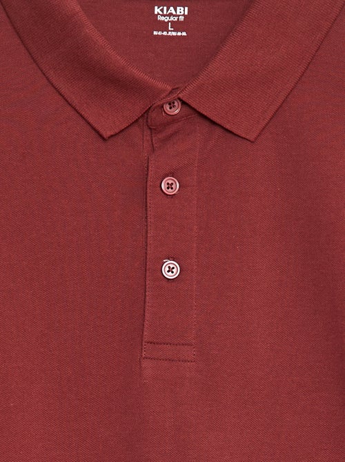 Polo em piqué de algodão de manga comprida - Kiabi