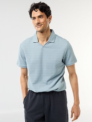 Polo em piqué de algodão de manga curta