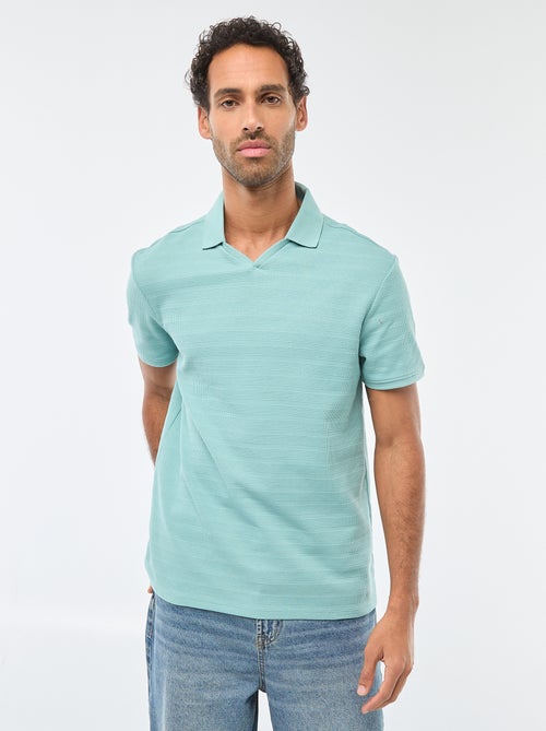 Polo em piqué de algodão de manga curta - Kiabi