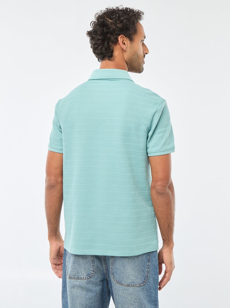 Polo em piqué de algodão de manga curta Azul - Kiabi