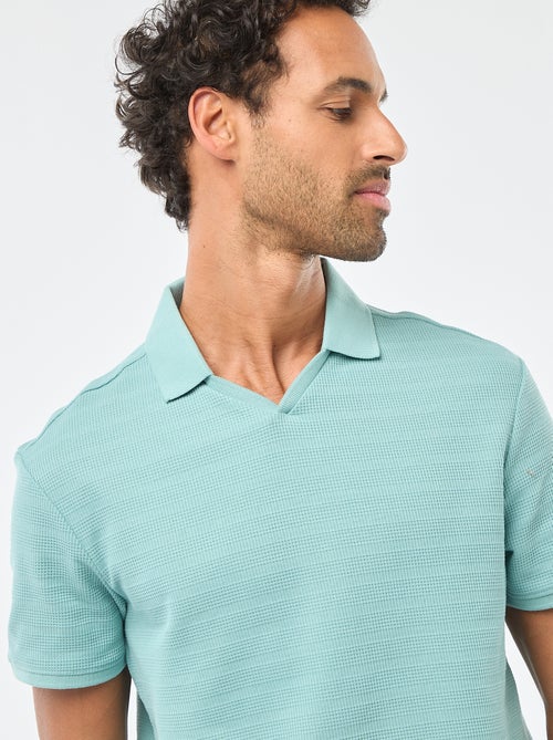 Polo em piqué de algodão de manga curta - Kiabi