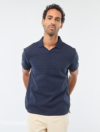 Polo em piqué de algodão de manga curta