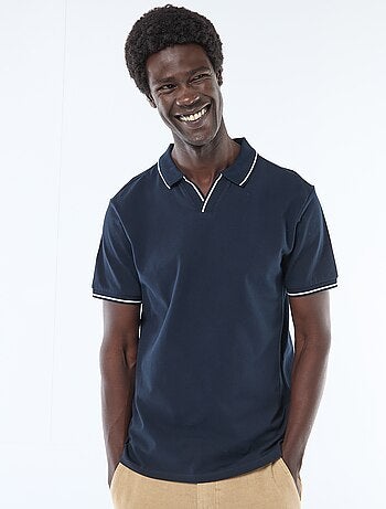 Polo em piqué de algodão de manga curta
