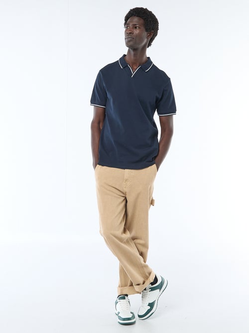 Polo em piqué de algodão de manga curta - Kiabi