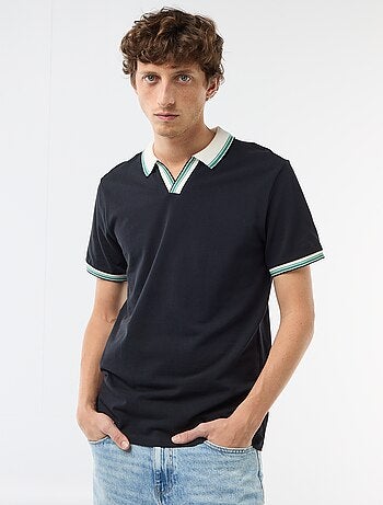 Polo em piqué de algodão de manga curta
