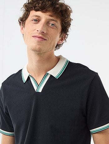 Polo em piqué de algodão de manga curta