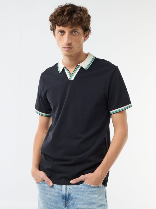 Polo em piqué de algodão de manga curta - Kiabi