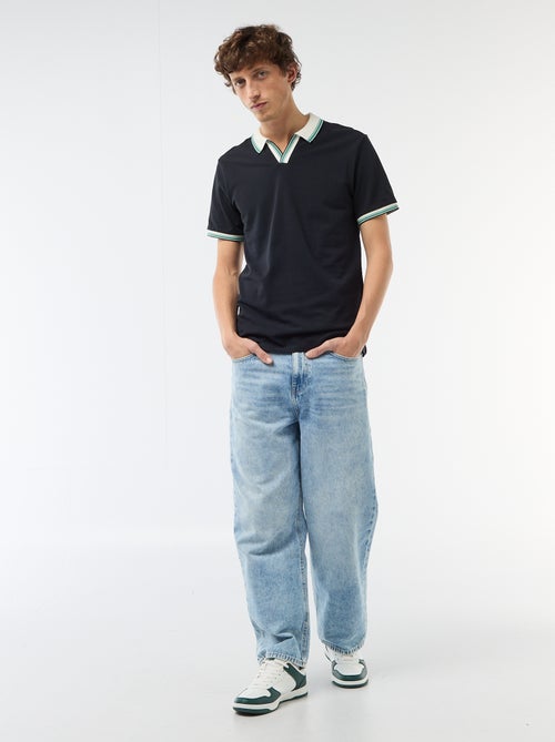 Polo em piqué de algodão de manga curta - Kiabi