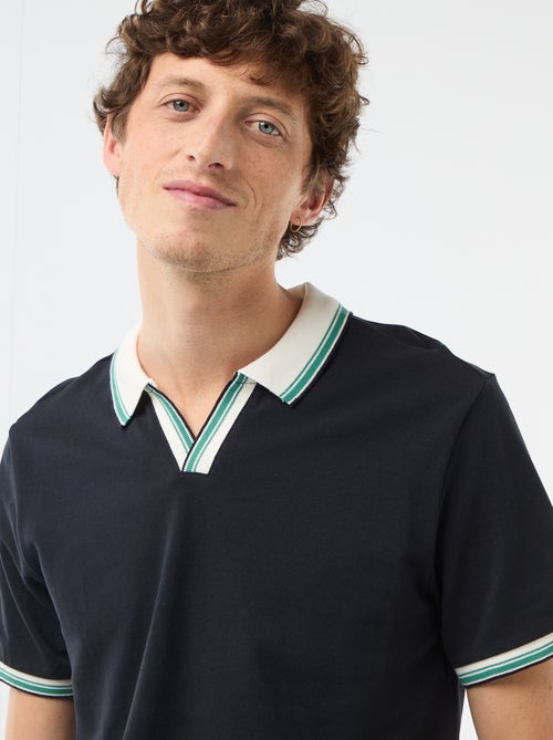 Polo em piqué de algodão de manga curta - Kiabi