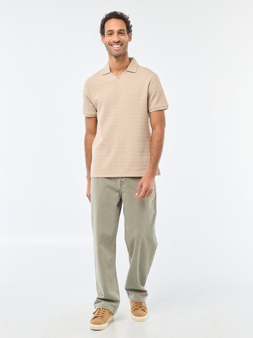 Polo em piqué de algodão de manga curta - Kiabi