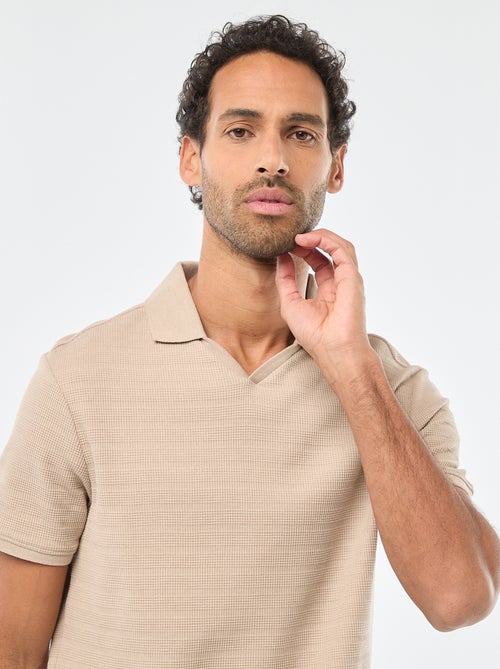 Polo em piqué de algodão de manga curta - Kiabi