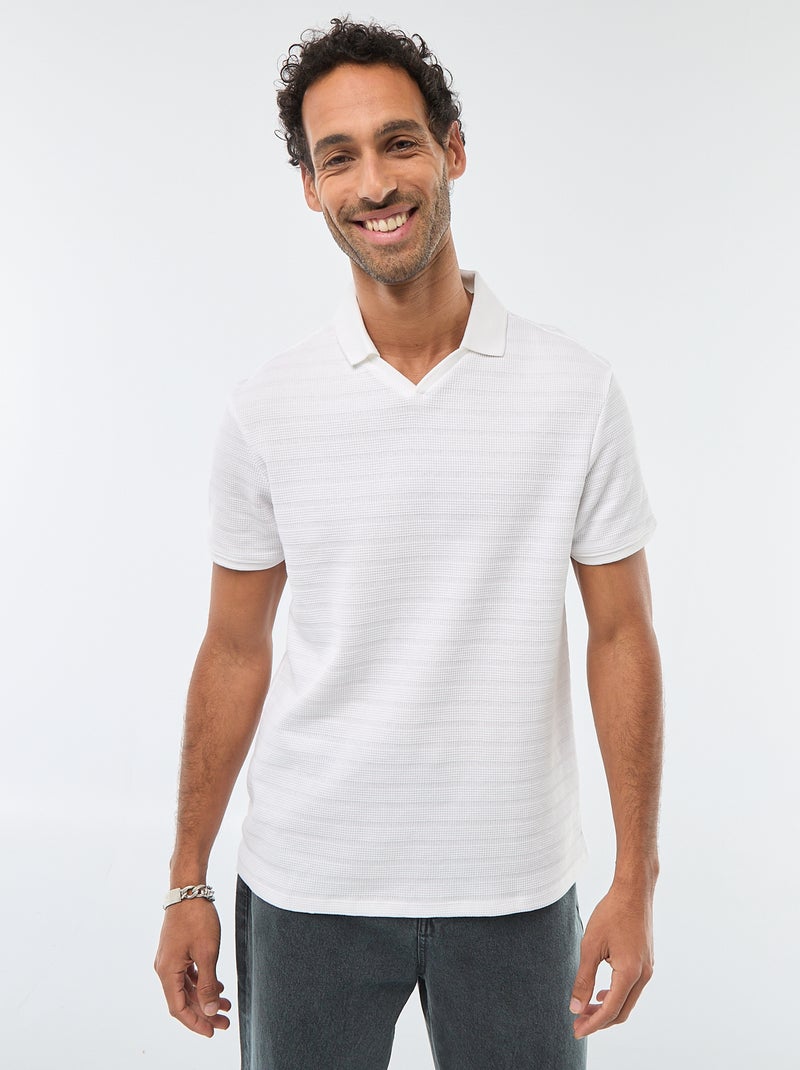 Polo em piqué de algodão de manga curta Branco - Kiabi