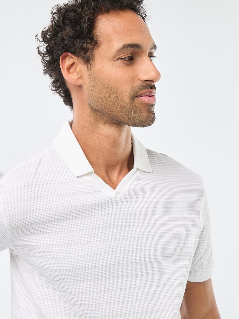 Polo em piqué de algodão de manga curta Branco - Kiabi