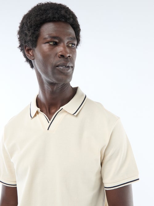 Polo em piqué de algodão de manga curta - Kiabi