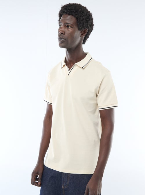 Polo em piqué de algodão de manga curta - Kiabi