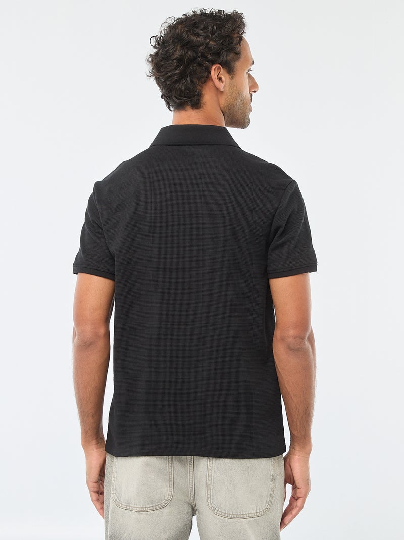 Polo em piqué de algodão de manga curta Preto - Kiabi