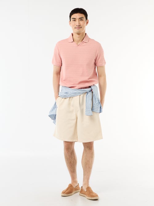 Polo em piqué de algodão de manga curta - Kiabi