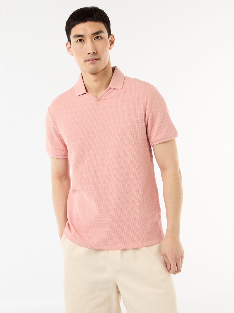 Polo em piqué de algodão de manga curta Rosa - Kiabi