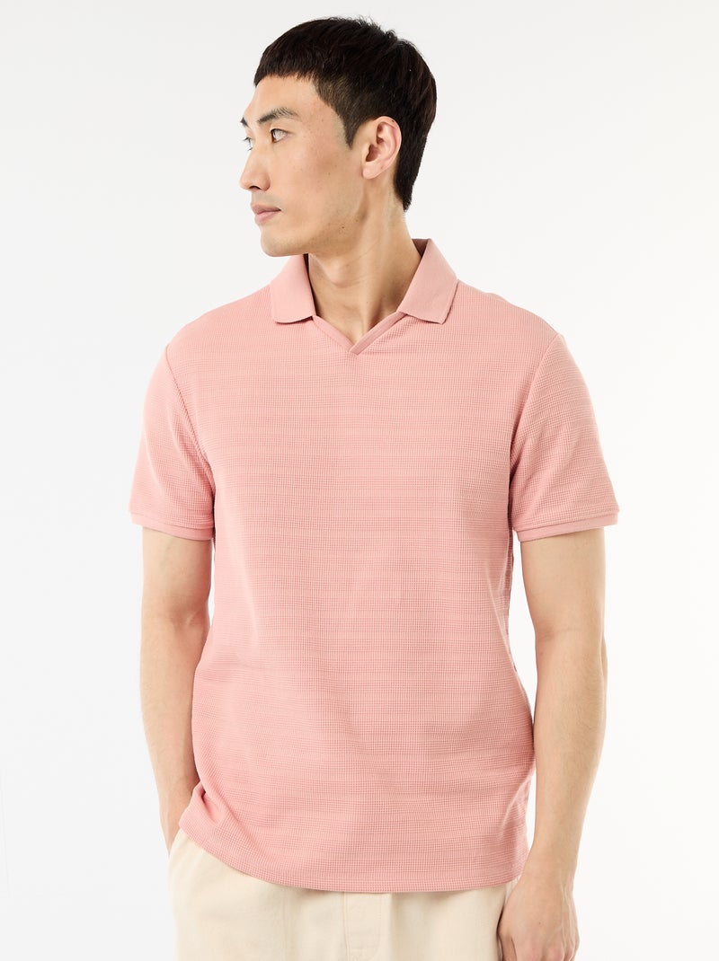 Polo em piqué de algodão de manga curta Rosa - Kiabi