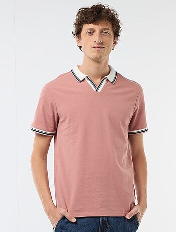 Polo em piqué de algodão de manga curta