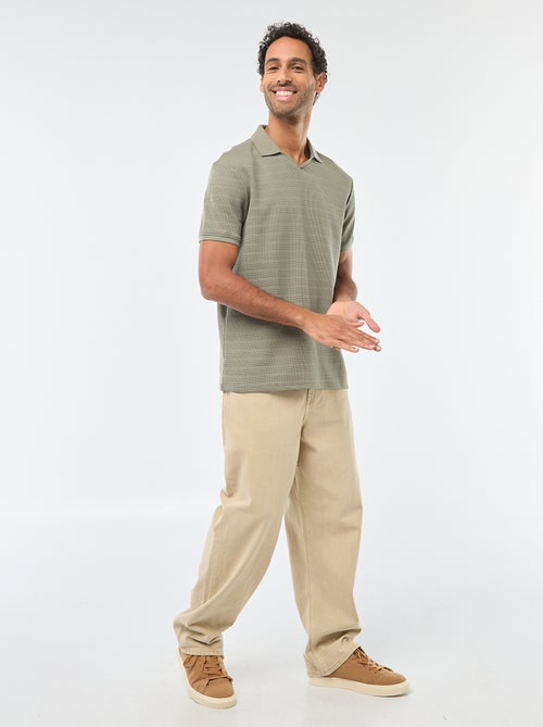 Polo em piqué de algodão de manga curta - Kiabi