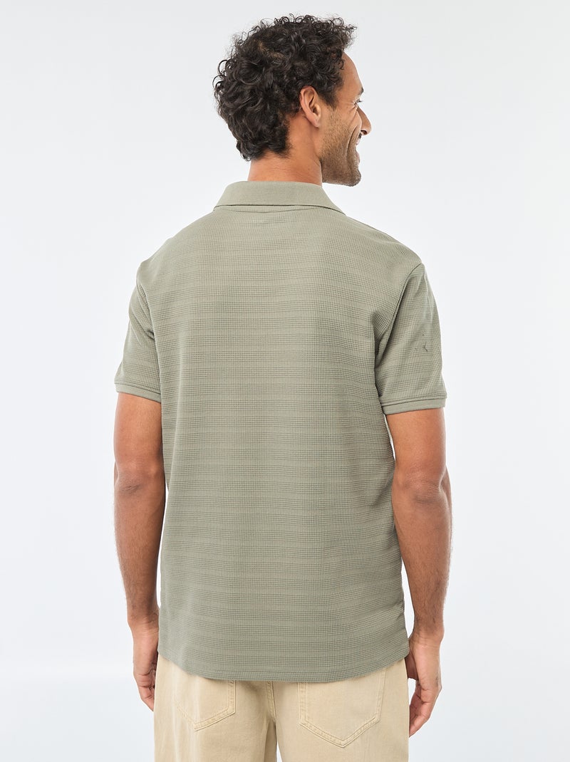 Polo em piqué de algodão de manga curta Verde - Kiabi