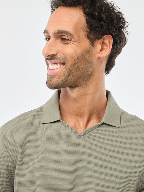 Polo em piqué de algodão de manga curta - Kiabi