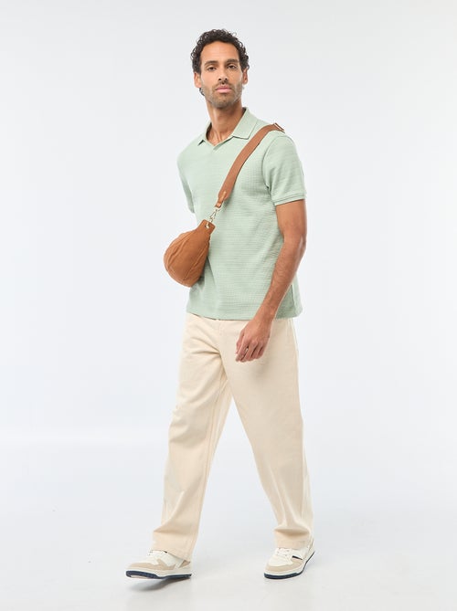 Polo em piqué de algodão de manga curta - Kiabi