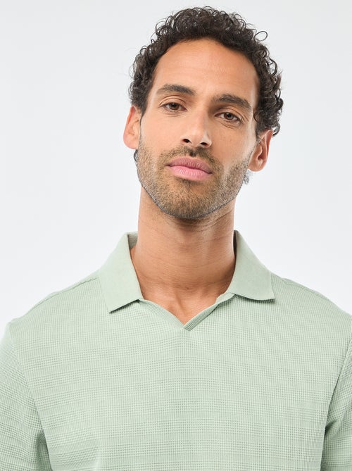 Polo em piqué de algodão de manga curta - Kiabi