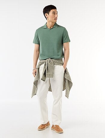 Polo em piqué de algodão de manga curta
