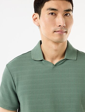 Polo em piqué de algodão de manga curta