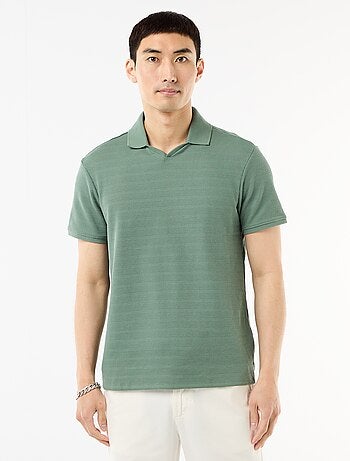 Polo em piqué de algodão de manga curta