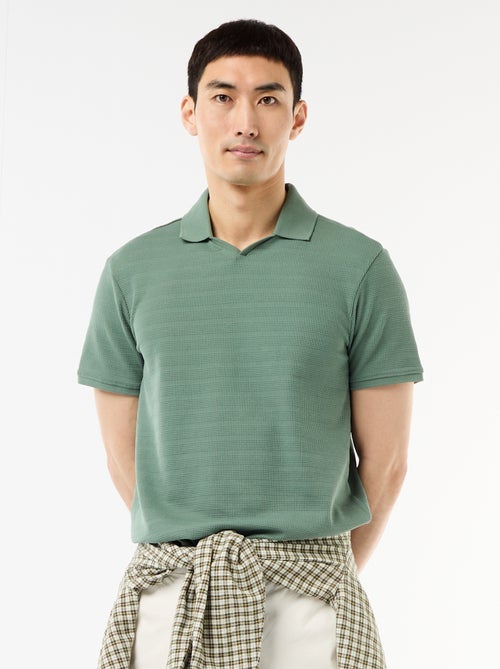 Polo em piqué de algodão de manga curta - Kiabi