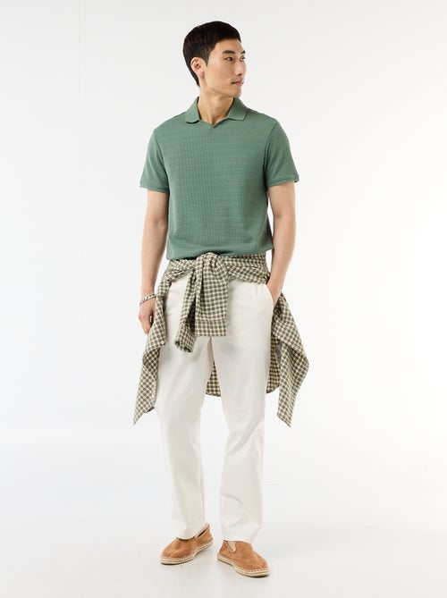 Polo em piqué de algodão de manga curta - Kiabi