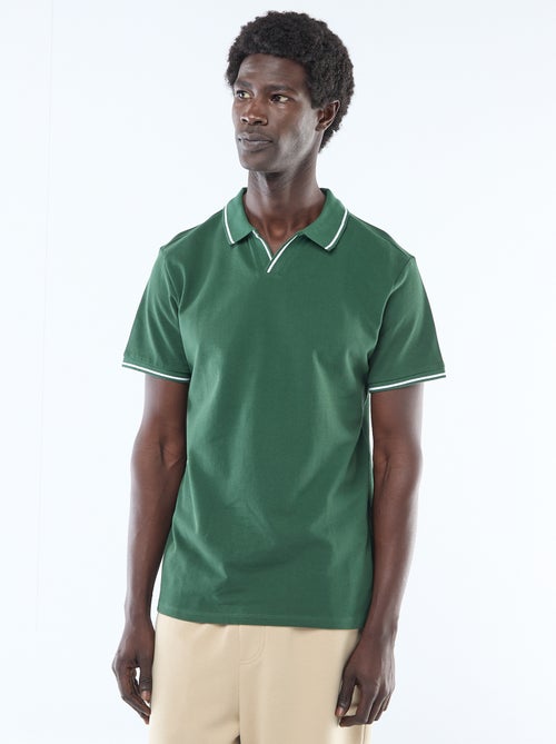 Polo em piqué de algodão de manga curta - Kiabi